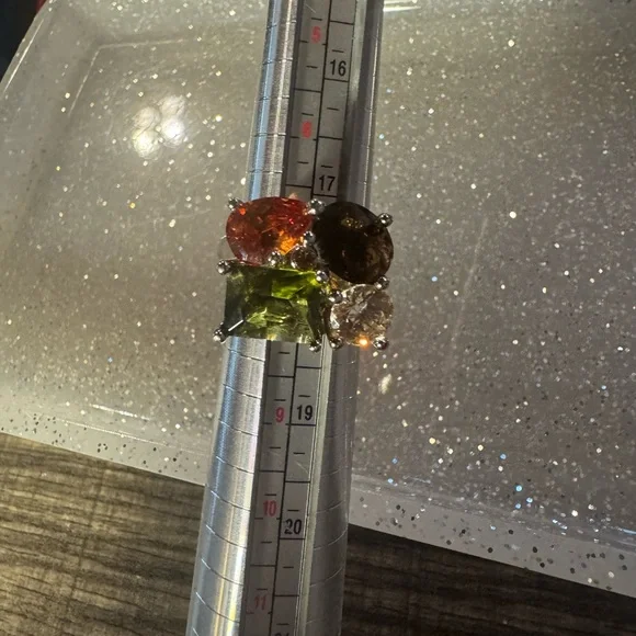 Unique Multicolor Gemstone Ring Size 6-8(adjustable inside) - Picture 5 of 5